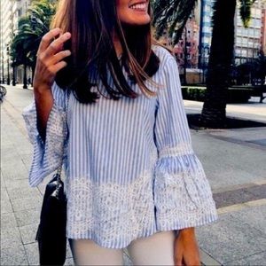 Zara Lace Bell-sleeve Blouse
